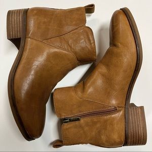 Lucky brand tan zip booties